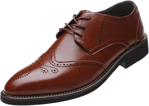ANUFER Mens British Style Wingtip Brogue Dress Shoes Elegant Pointed Toe Derbies