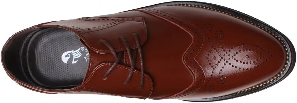 ANUFER Mens British Style Wingtip Brogue Dress Shoes Elegant Pointed Toe Derbies