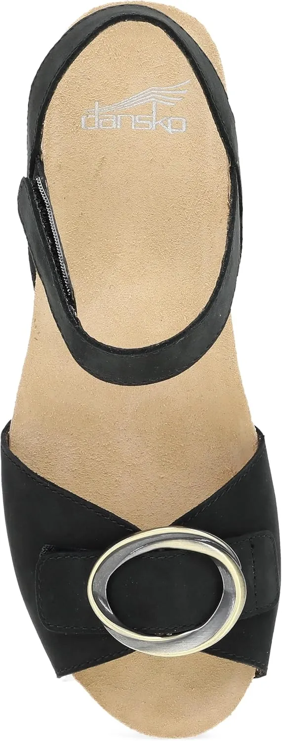 Dansko Stella Multi-Strap Wedge Sandal for Women - Cork/EVA Wedge with Arch Support -Fully Adjustable Straps-Lightweight Rubber Outsole
