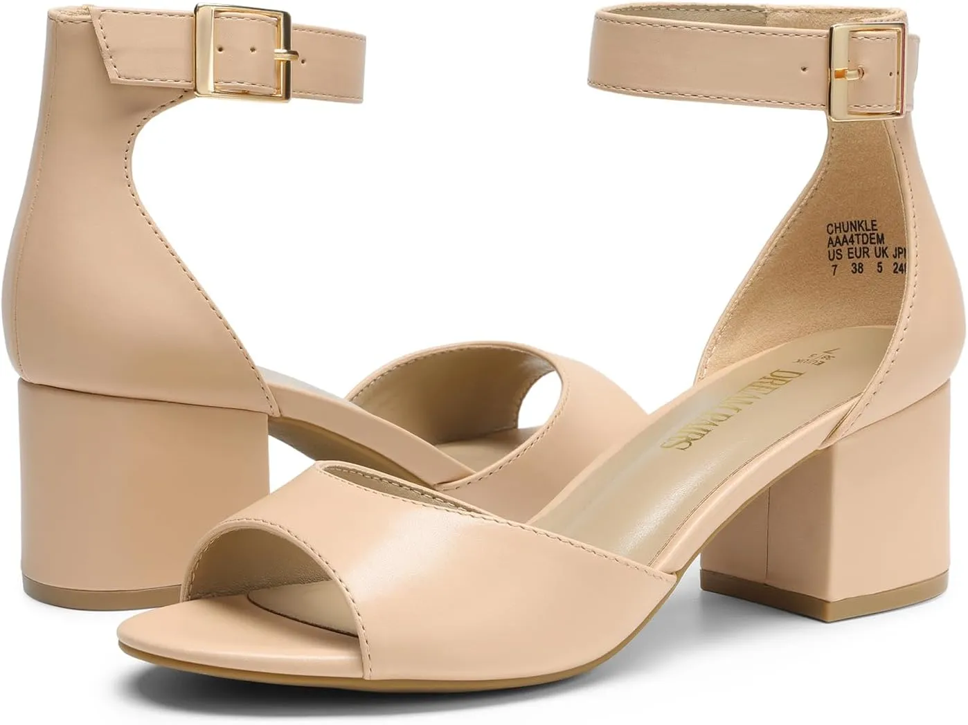 DREAM PAIRS Womens Chunkle Low Heel Pump Ankle Strap Dress Sandal