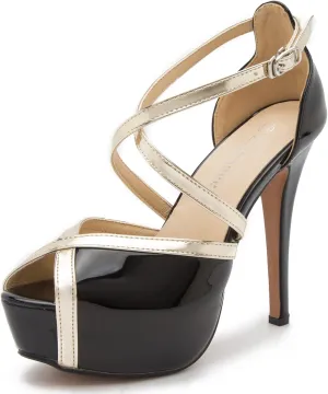 Enelauge Women's Crisscross Strappy Platform High Stiletto Heels Peep Toe Pump Party Sandals