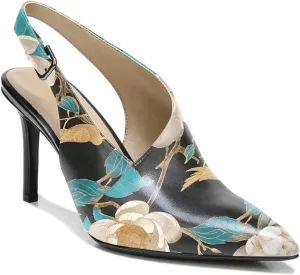 FOWT Spring Two Toned Patchwork Snakeskin Slingback Buckle Strap Black Pumps for Woman Elegant Pointed Toe 3 Inches High Heels Concise Casual Daily Dressy Shoes, US Size 4-16 M
