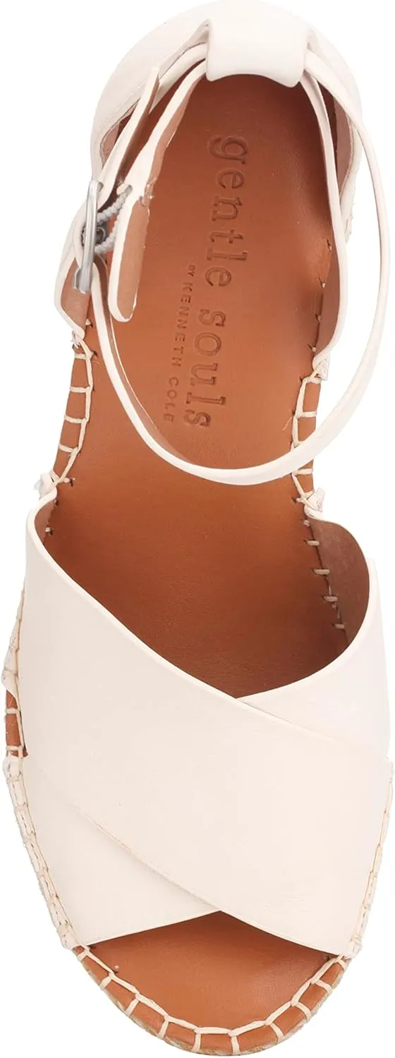 Gentle Souls by Kenneth Cole Women's Charli X Band Buckle Heeled Sandal Espadrille Wedge