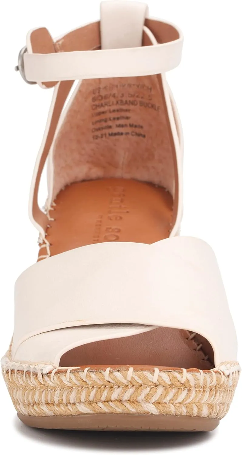 Gentle Souls by Kenneth Cole Women's Charli X Band Buckle Heeled Sandal Espadrille Wedge