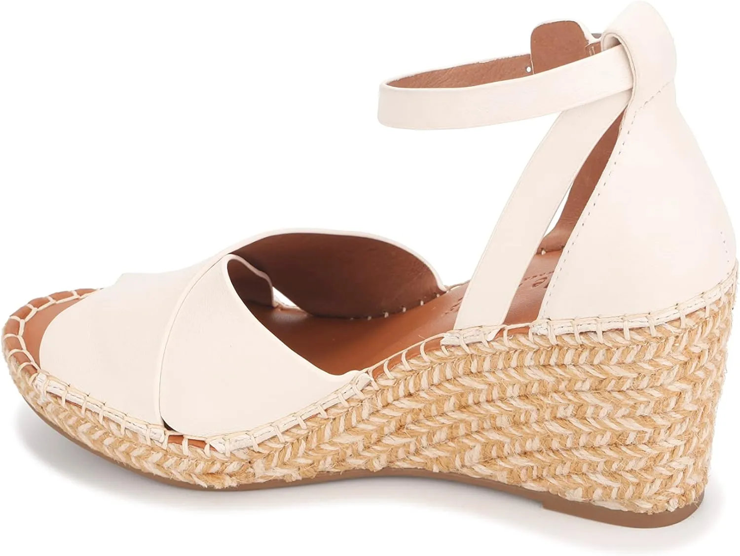 Gentle Souls by Kenneth Cole Women's Charli X Band Buckle Heeled Sandal Espadrille Wedge