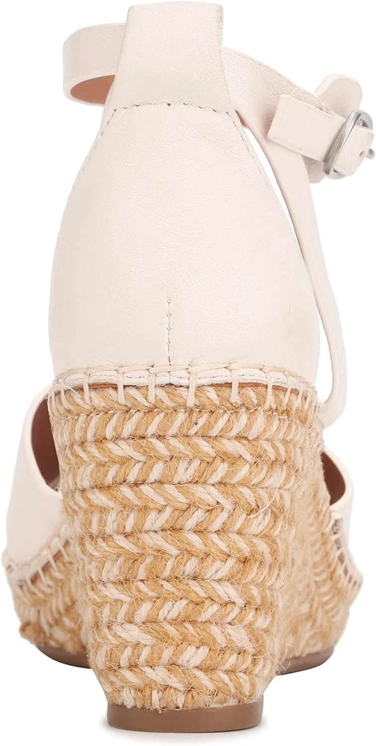 Gentle Souls by Kenneth Cole Women's Charli X Band Buckle Heeled Sandal Espadrille Wedge
