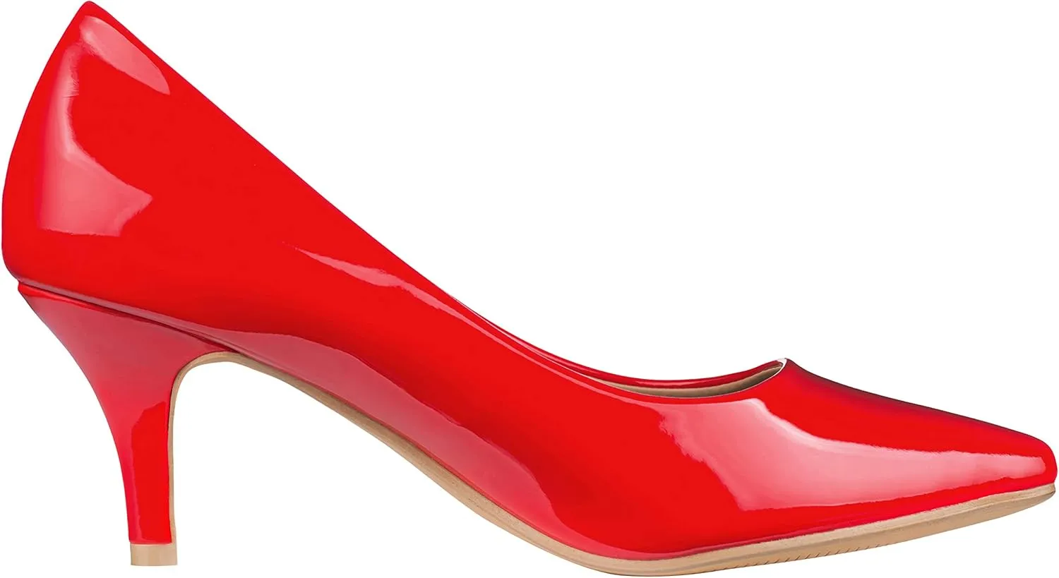 ILLUDE Classic Pointed Toe Pumps – Comfortable Low Stiletto Heel Pump Shoes – Cherry