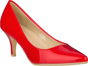 ILLUDE Classic Pointed Toe Pumps – Comfortable Low Stiletto Heel Pump Shoes – Cherry