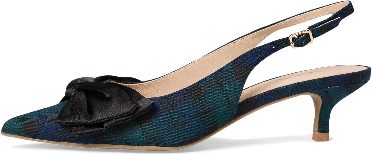 Jack Rogers Women's Debra Slingback Kitten Heel-Plaid/Satin Pump