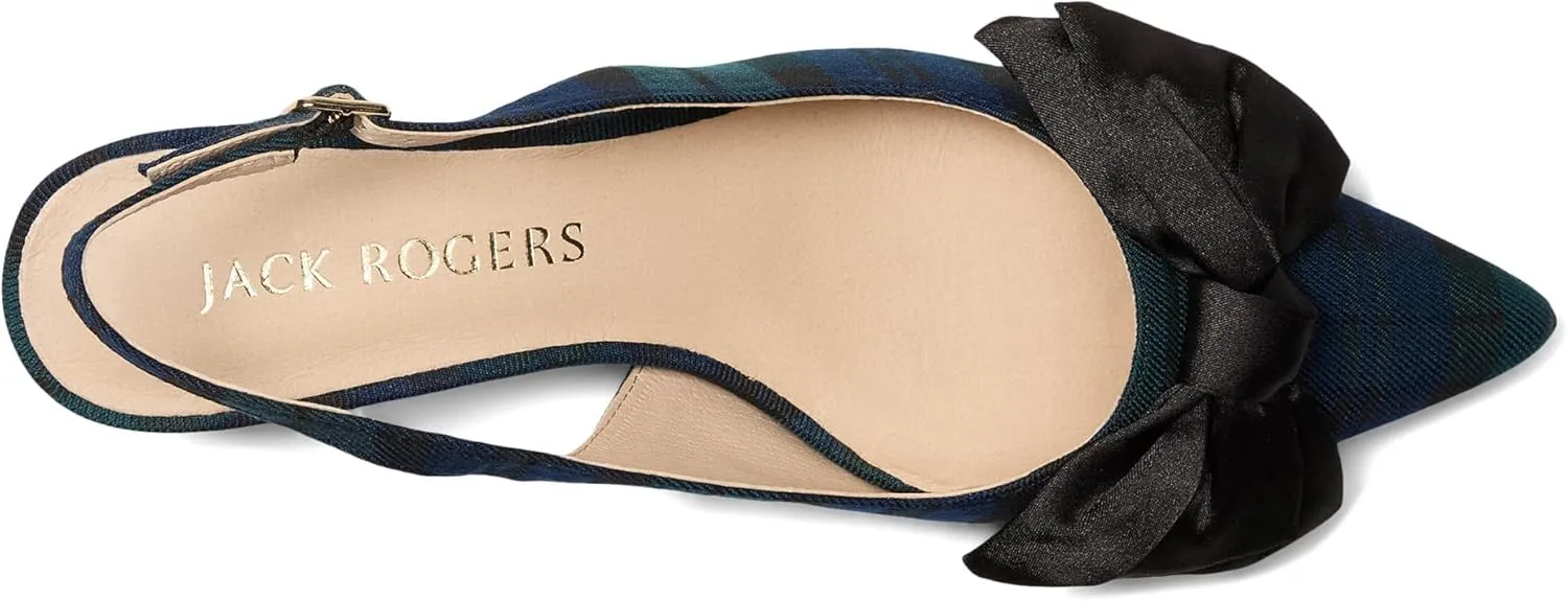 Jack Rogers Women's Debra Slingback Kitten Heel-Plaid/Satin Pump