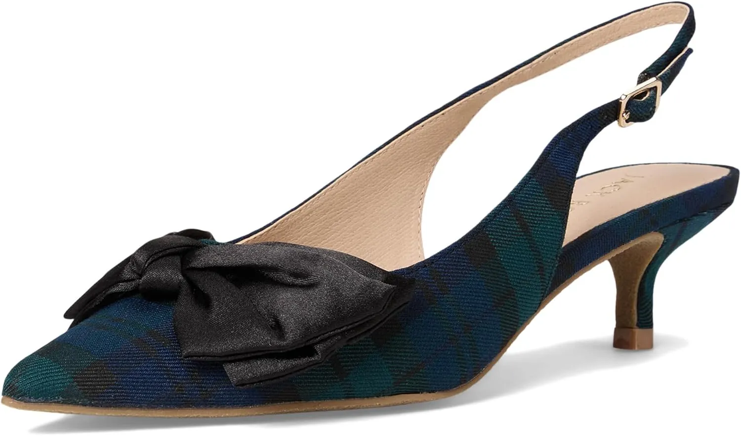 Jack Rogers Women's Debra Slingback Kitten Heel-Plaid/Satin Pump