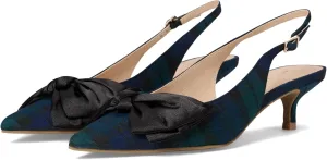 Jack Rogers Women's Debra Slingback Kitten Heel-Plaid/Satin Pump