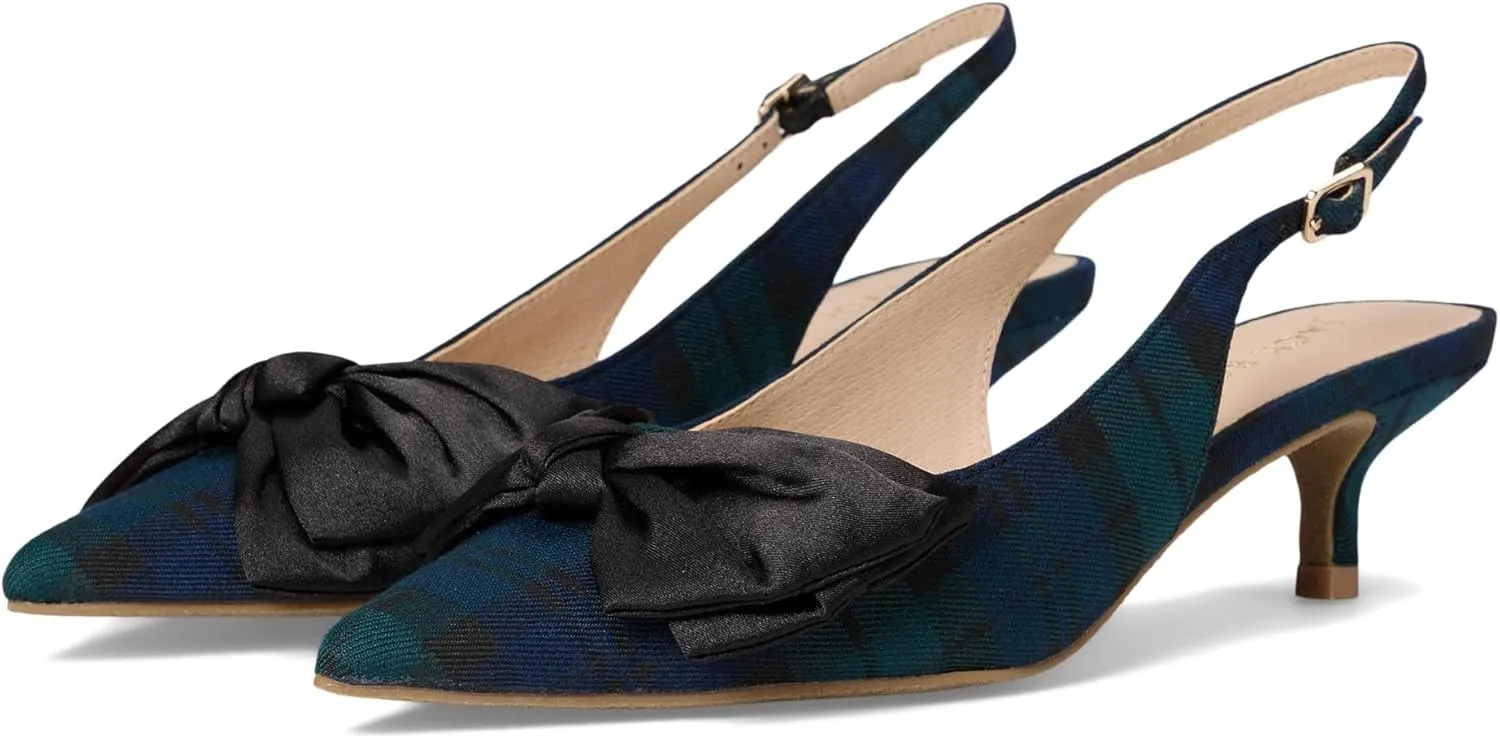 Jack Rogers Women's Debra Slingback Kitten Heel-Plaid/Satin Pump