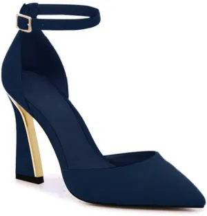 Juliet Holy Womens Pumps Point Closed Toe Heels Buckle Ankle Strap D'Orsay Heeled Sandals