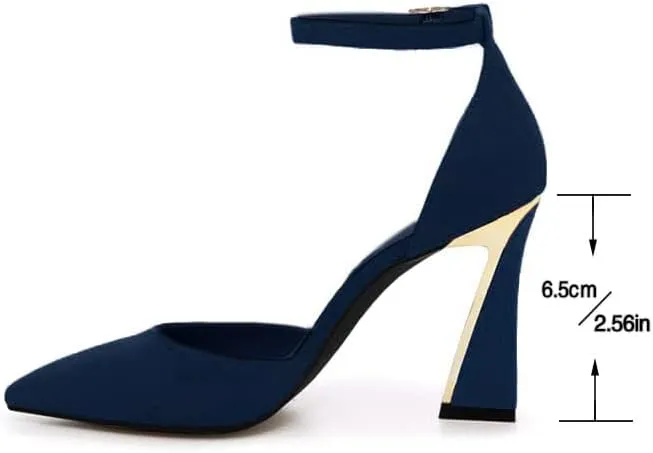 Juliet Holy Womens Pumps Point Closed Toe Heels Buckle Ankle Strap D'Orsay Heeled Sandals