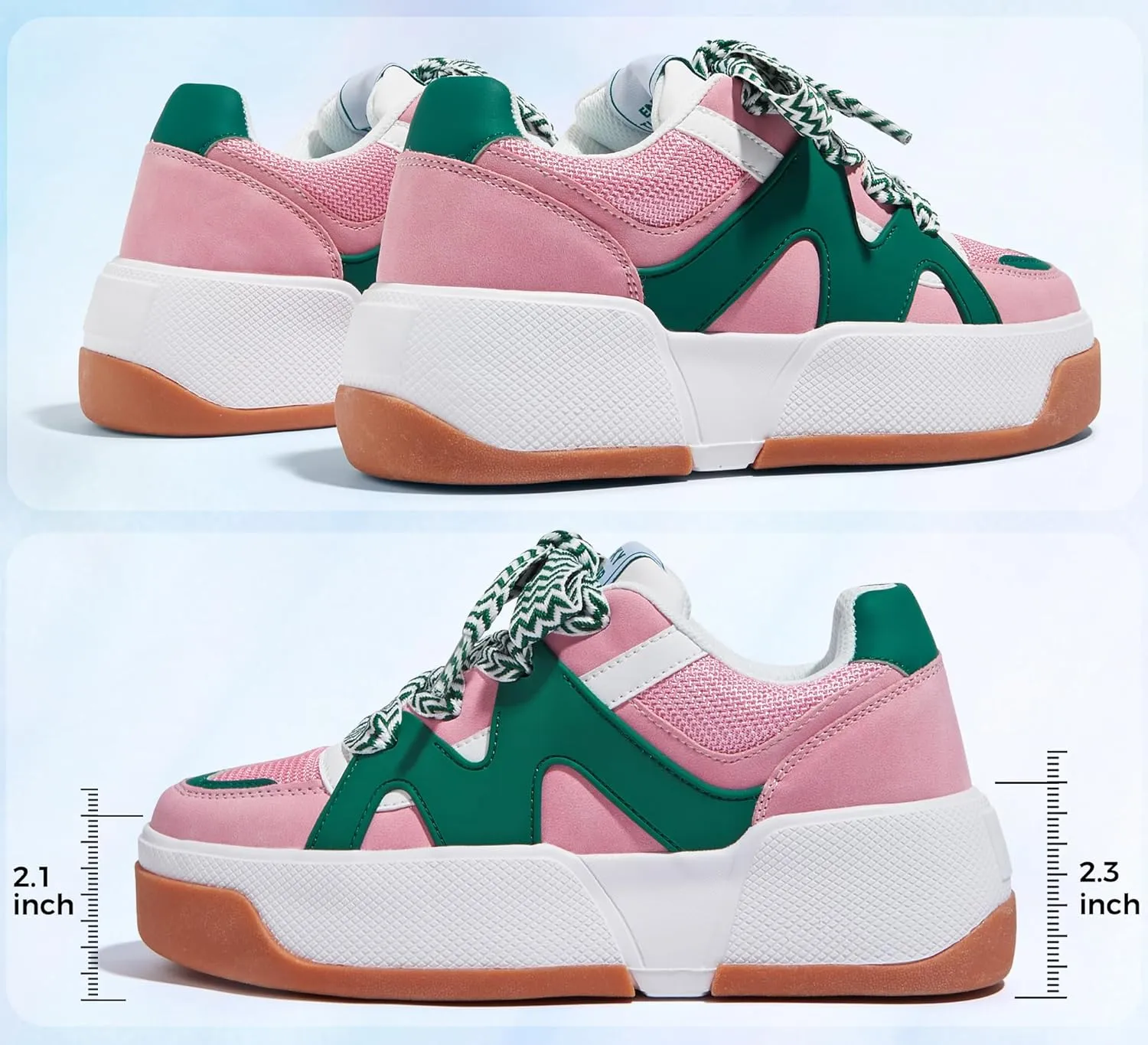 LUCKY STEP Women’s Platform Fashion Sneakers Lace up Casual Faux Leather Comfortable Thick Sole Tennis Walking Shoes