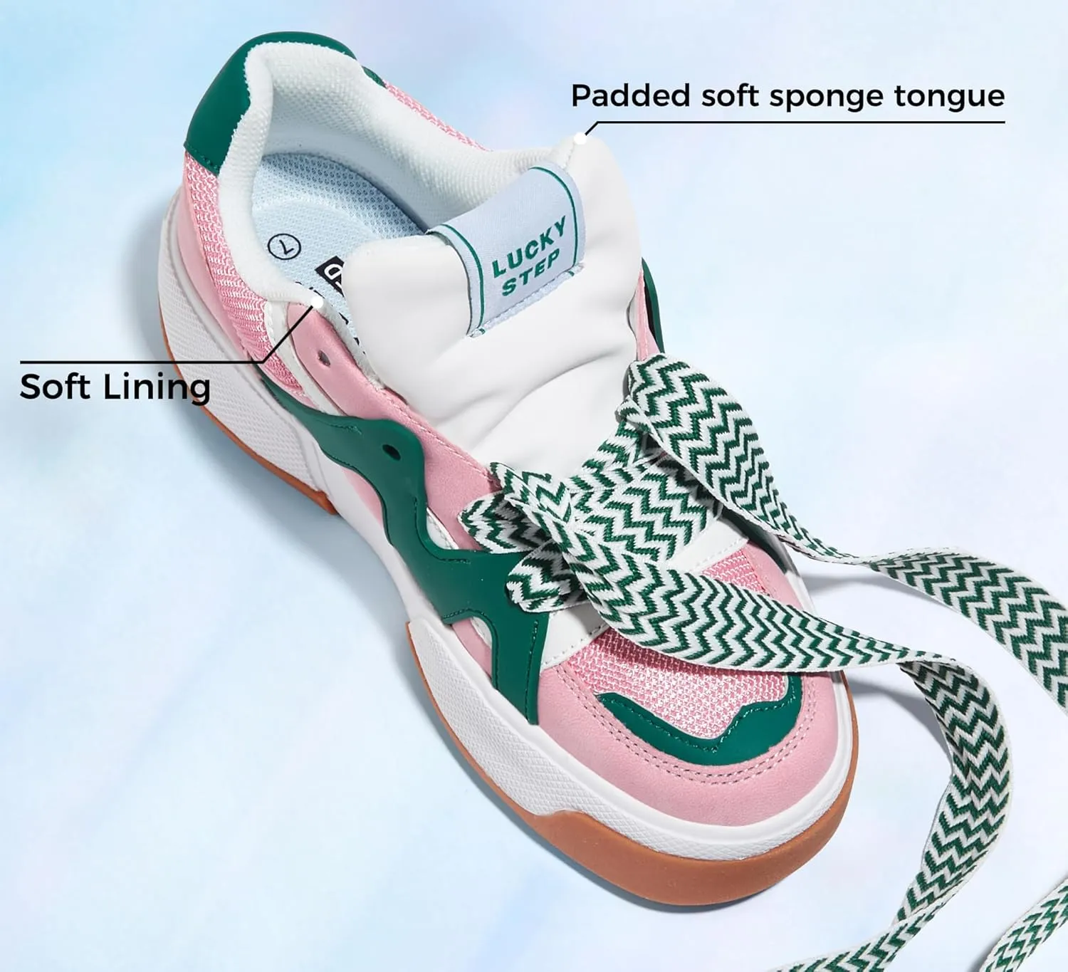 LUCKY STEP Women’s Platform Fashion Sneakers Lace up Casual Faux Leather Comfortable Thick Sole Tennis Walking Shoes