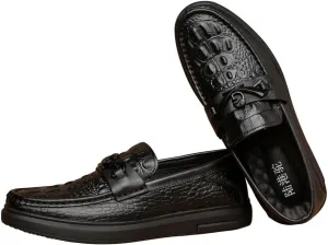 Men's Business Casual Loafers Patent Leather Formal Oxford Slip OnDress Shoes Mens Vintage Crocodile Print Oxfords Shoes