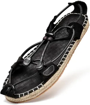 Men'S Leather Sandals With Adjustable Cross Laces - Reinforced Toe Cap With Anti-Slip Rubber Sole Vintage Upper Dual Buckle Closure For Outdoor Hiking & Casual Style