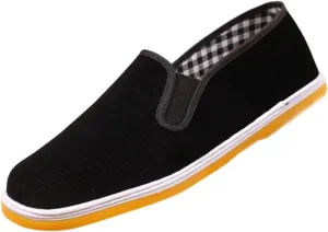 Mens Slip-On Chinese Style Kung Fu Tai Chi Old Beijing Martial Arts Shoes, Non Slip Breathable Canvas Martial Rubber Sole Casual Shoes, for Your Daily Activities Around The House