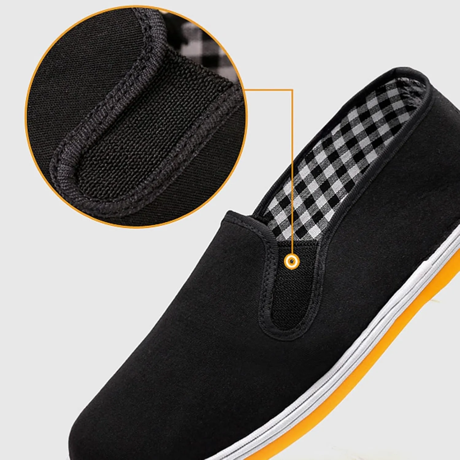 Mens Slip-On Chinese Style Kung Fu Tai Chi Old Beijing Martial Arts Shoes, Non Slip Breathable Canvas Martial Rubber Sole Casual Shoes, for Your Daily Activities Around The House