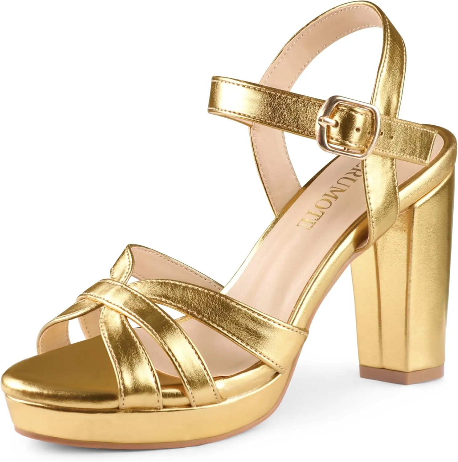 MERUMOTE Women's Open Toe Chunky High Heels Ankle Strap Platform Pump Shoes Buckle Party Sandals