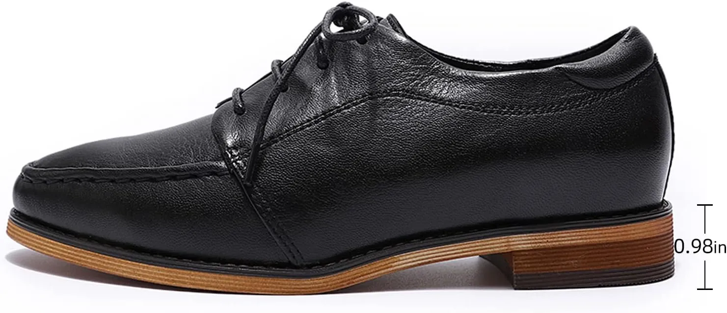 Mona flying Women's Comfortable Dress Oxfords Derby Lace-up Leather Shoes for Ladies