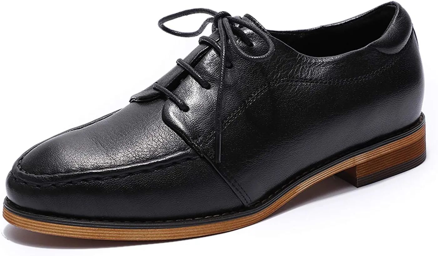 Mona flying Women's Comfortable Dress Oxfords Derby Lace-up Leather Shoes for Ladies