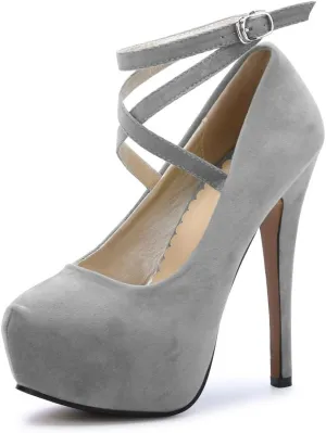 OCHENTA Women's Ankle Strap Platform Party Closed Toe Dress High Heels Pumps