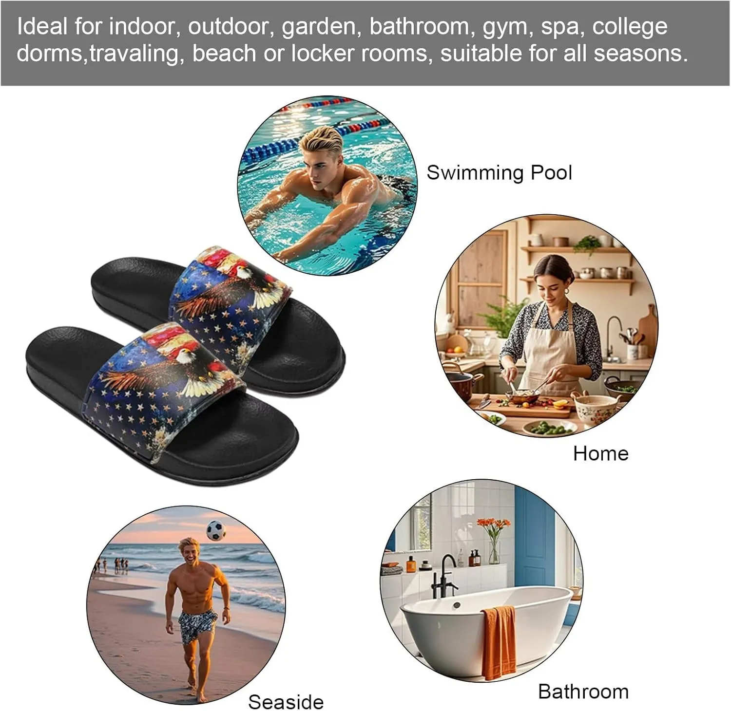 Open Toe Slippers for Women Rubber Slides Womens Sandal Slippers