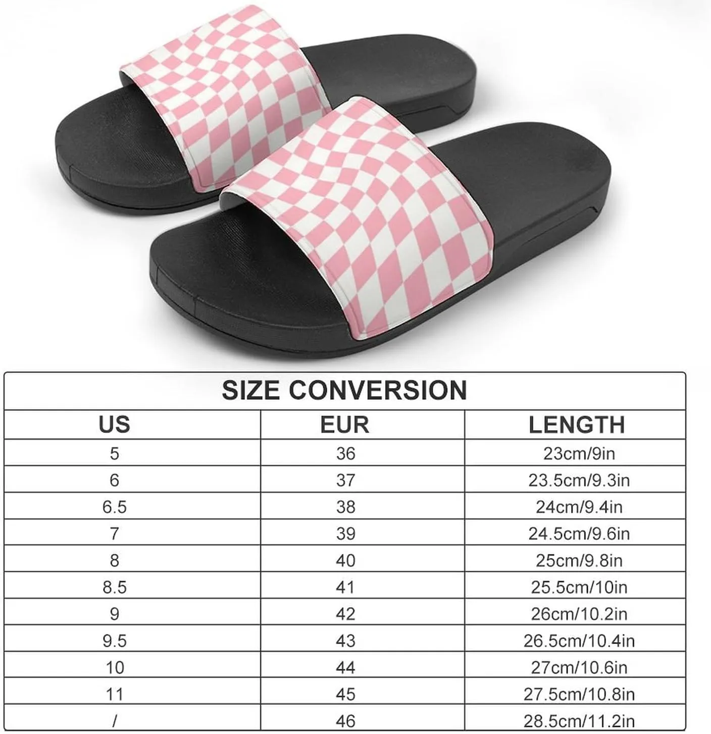 Pastel Pink Checked Warped Slippers for Women Rubber Slides Womens Sandal Slippers