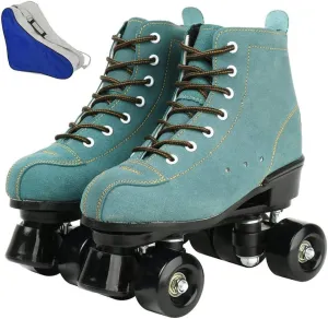 Risup Classic High-Top Skates - Double-Row, Four-Wheel Roller Skates for Women, Men, Unisex - Cowhide Shoes