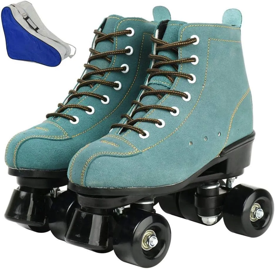 Risup Classic High-Top Skates - Double-Row, Four-Wheel Roller Skates for Women, Men, Unisex - Cowhide Shoes
