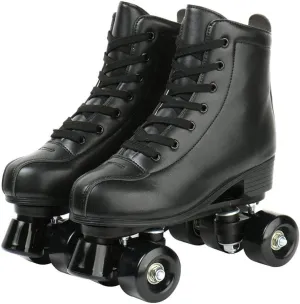 Roller Skates, Double Row Skates Adjustable Leather High-top Roller Skates Perfect Indoor Outdoor Adult Roller Skates with Bag