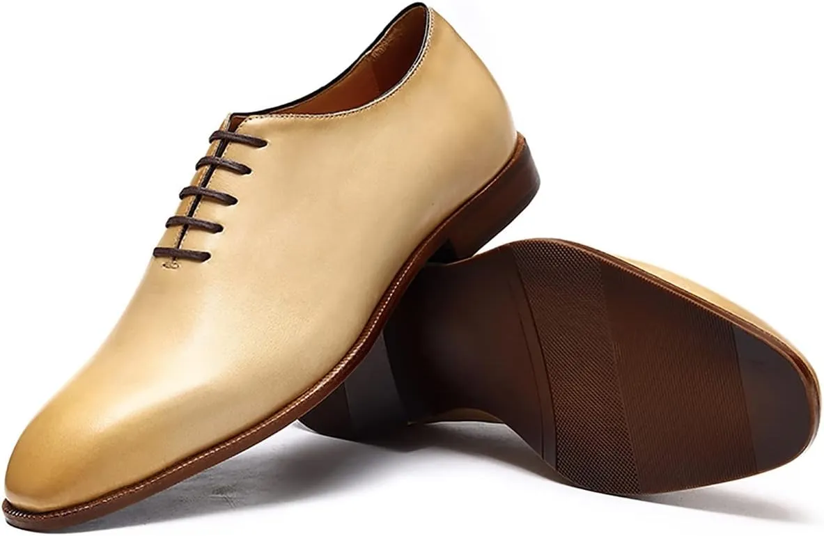 Santimon Mens Oxfords Formal Dress Leather Plain Toe Derby Fashion Business Tuxedo Prom Shoes for Men