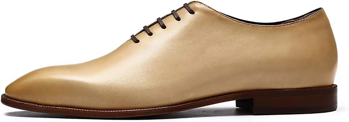 Santimon Mens Oxfords Formal Dress Leather Plain Toe Derby Fashion Business Tuxedo Prom Shoes for Men