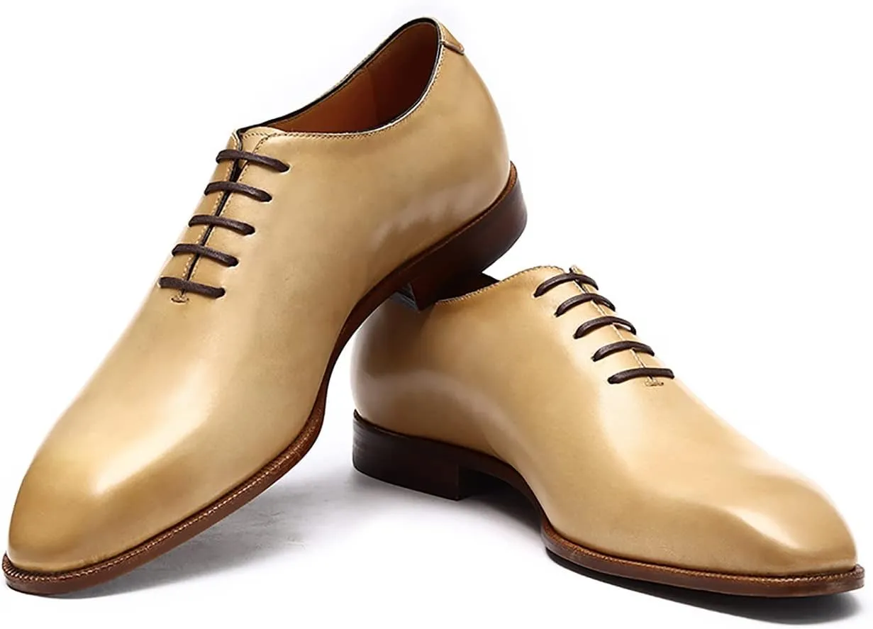 Santimon Mens Oxfords Formal Dress Leather Plain Toe Derby Fashion Business Tuxedo Prom Shoes for Men