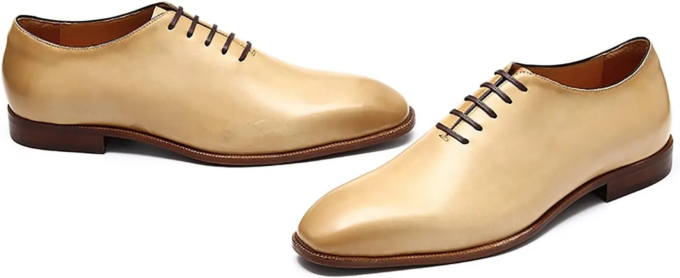 Santimon Mens Oxfords Formal Dress Leather Plain Toe Derby Fashion Business Tuxedo Prom Shoes for Men