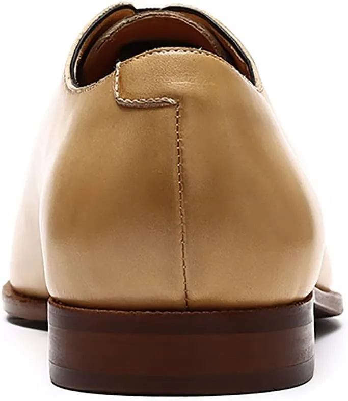 Santimon Mens Oxfords Formal Dress Leather Plain Toe Derby Fashion Business Tuxedo Prom Shoes for Men