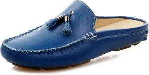 Santimon Men's Slippers Mules Clogs Tassel Leather Comfortable Slip on Shoes Casual Loafters