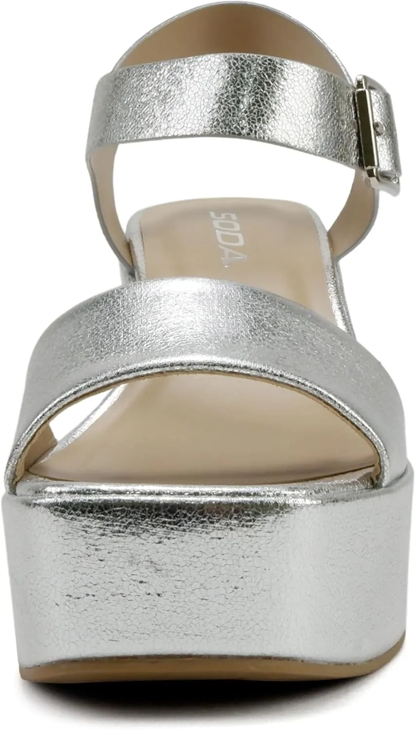 Soda Launch ~ Women Open Toe Ankle Strap Platform Chunky High Heeled Sandal