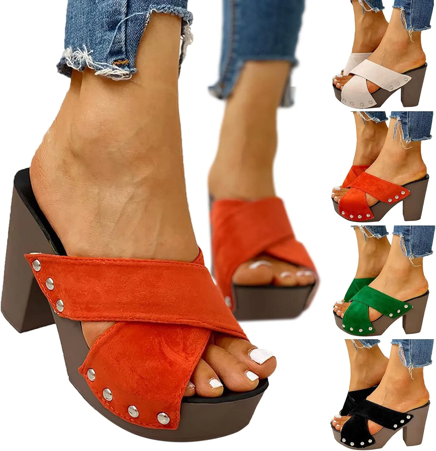 Square Toe Strappy Heeled Sandals Open Toe Ankle Strap High Heels for Women Wedding Party Shoes