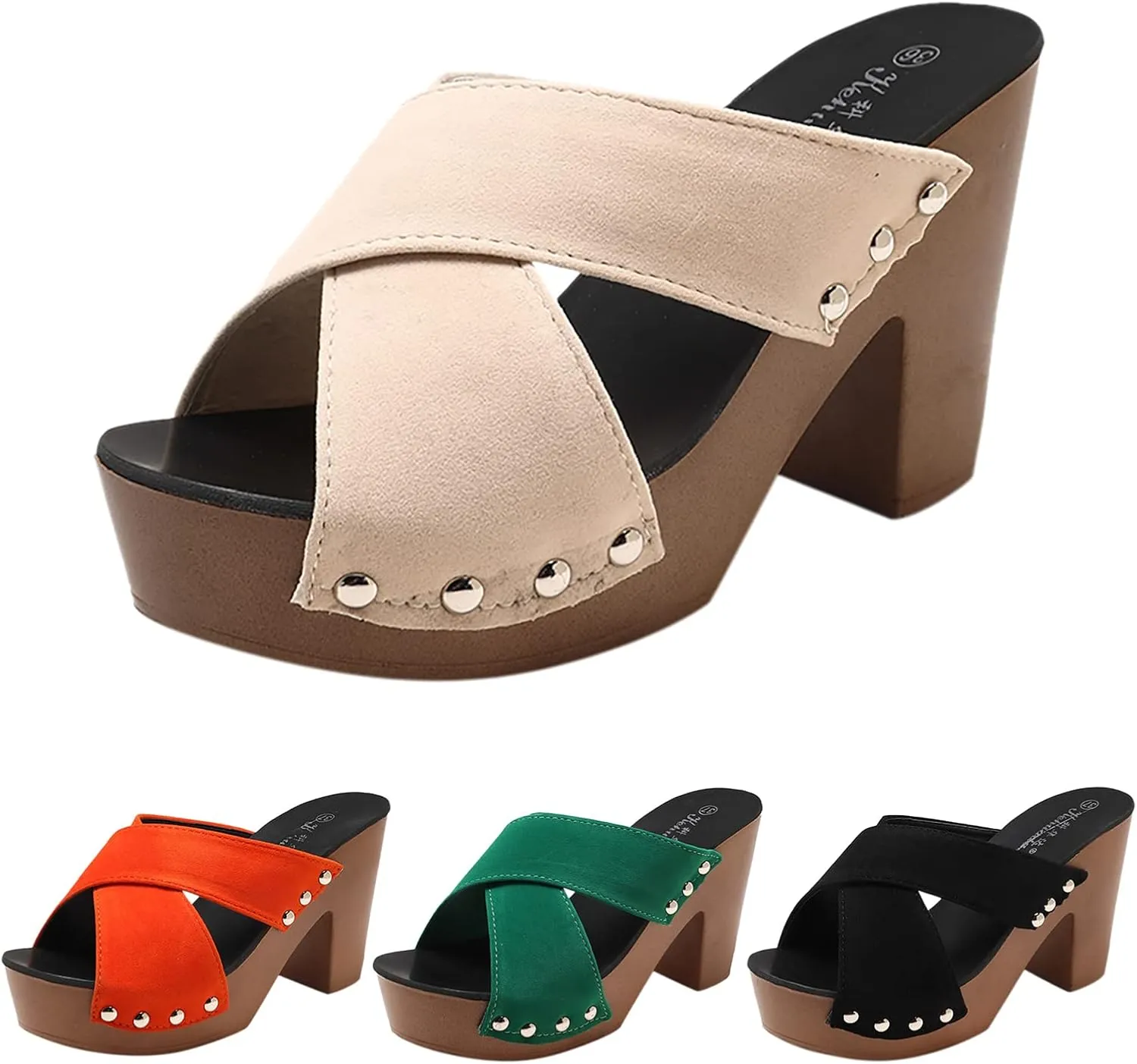 Square Toe Strappy Heeled Sandals Open Toe Ankle Strap High Heels for Women Wedding Party Shoes