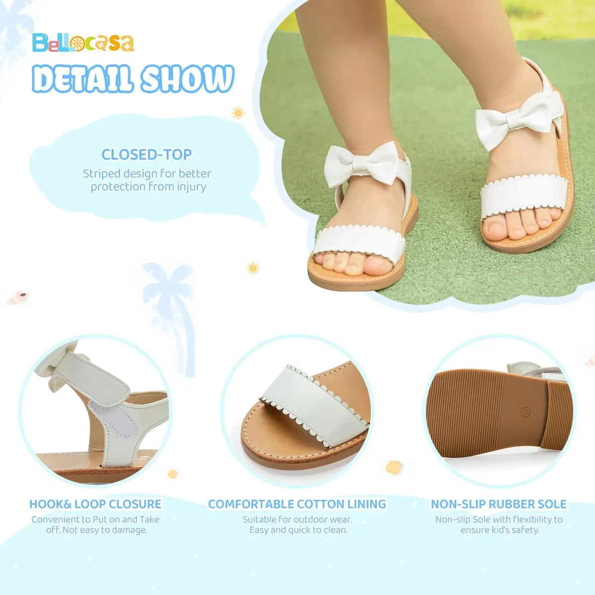 Toddler Girls Sandals Little Girl Summer Flat Sandal Baby Open Toe Outdoor Beach Holiday Dress Shoes