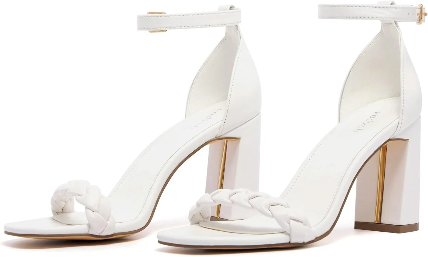 vodvob Women's Chunky High Heel Sandals Open Toe Buckle Ankle Strap Dress Shoes Party Wedding Pump Heel Sandals