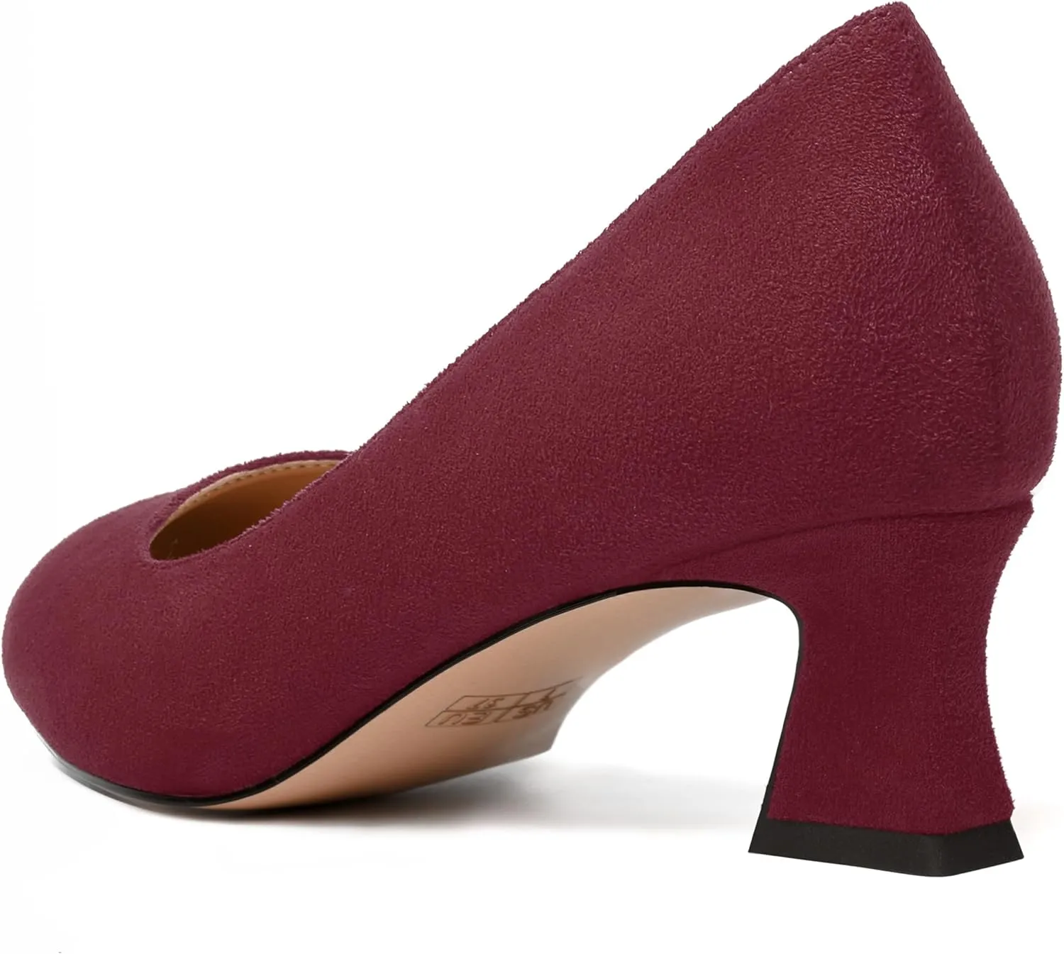 WAYDERNS Womens Dress Suede Dating Round Toe Slip On Solid Kitten Low Heel Pumps Shoes 2 Inch