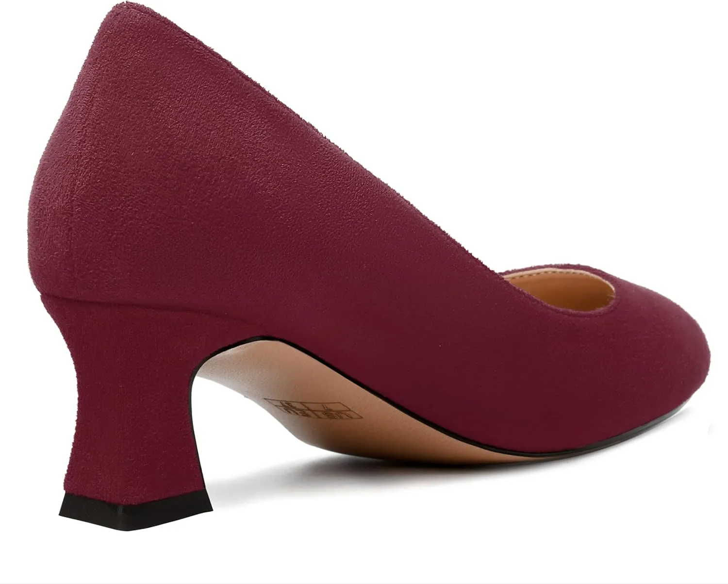 WAYDERNS Womens Dress Suede Dating Round Toe Slip On Solid Kitten Low Heel Pumps Shoes 2 Inch