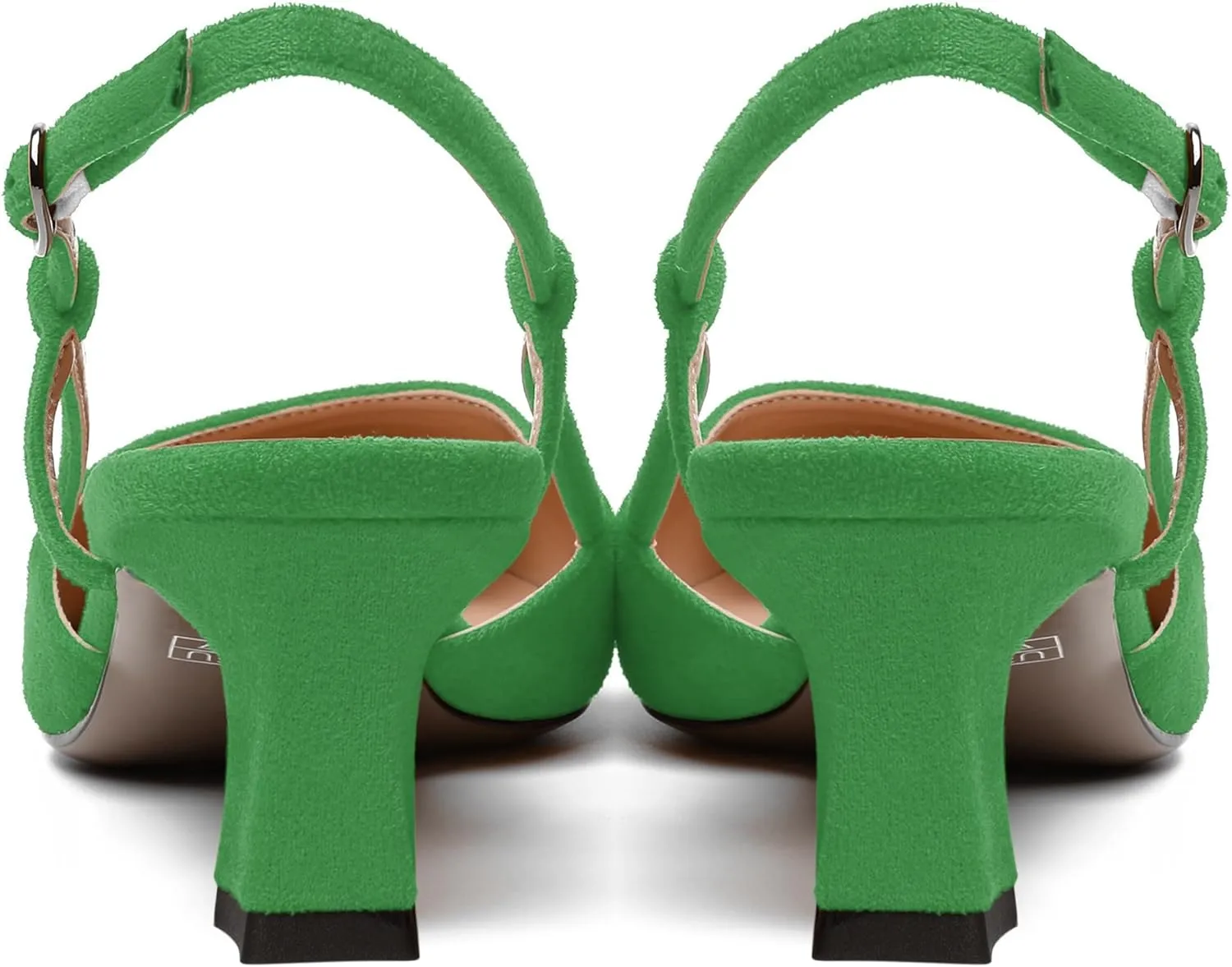 WAYDERNS Womens Slim Adjustable Strap Buckle Suede Pointed Toe Business Formal Kitten Low Heel Pumps Shoes 2 Inch
