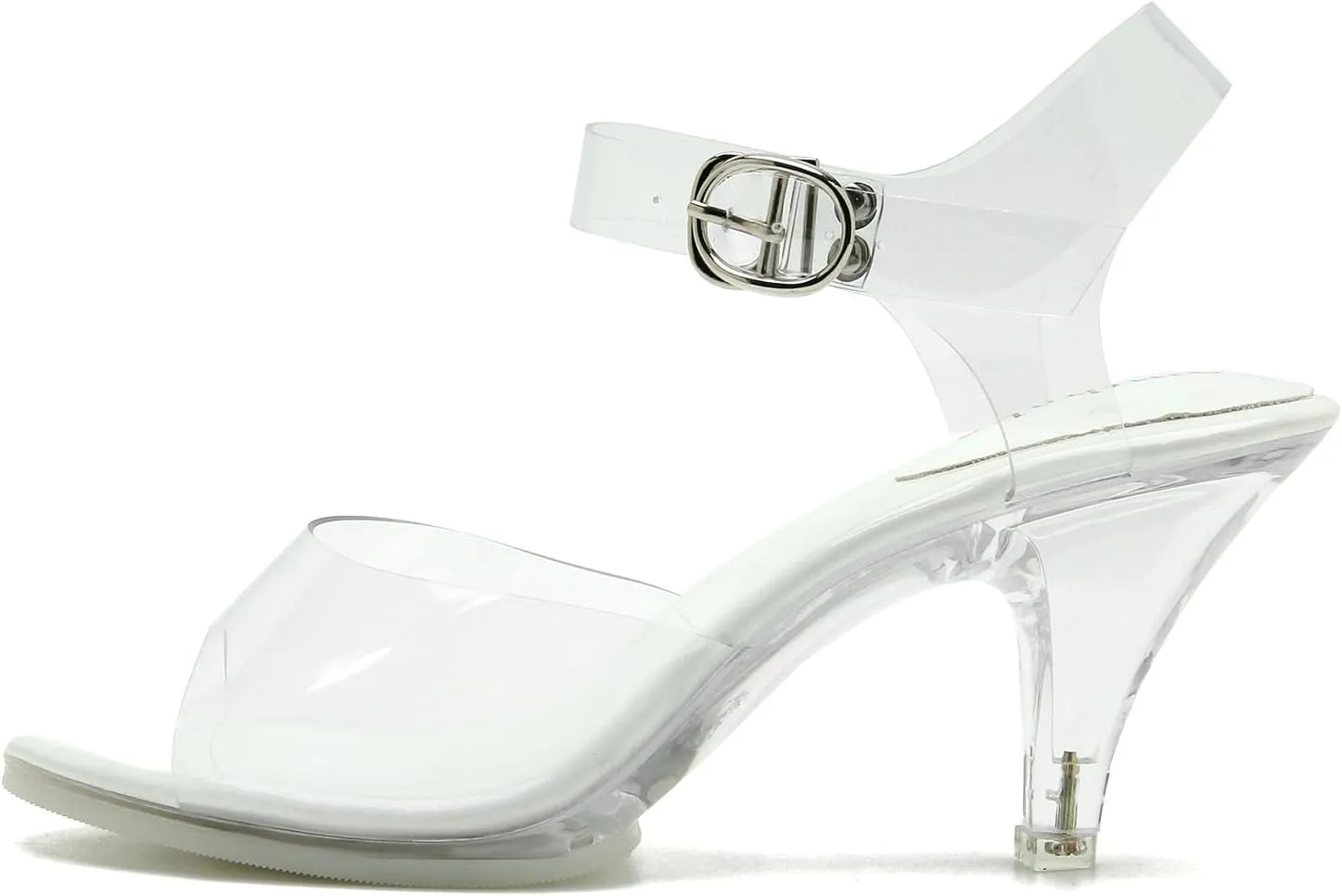 Women’s Clear Heels Pointed Toe Ankle Strap Block Stiletto Heels Wedding Party Dress Sandals