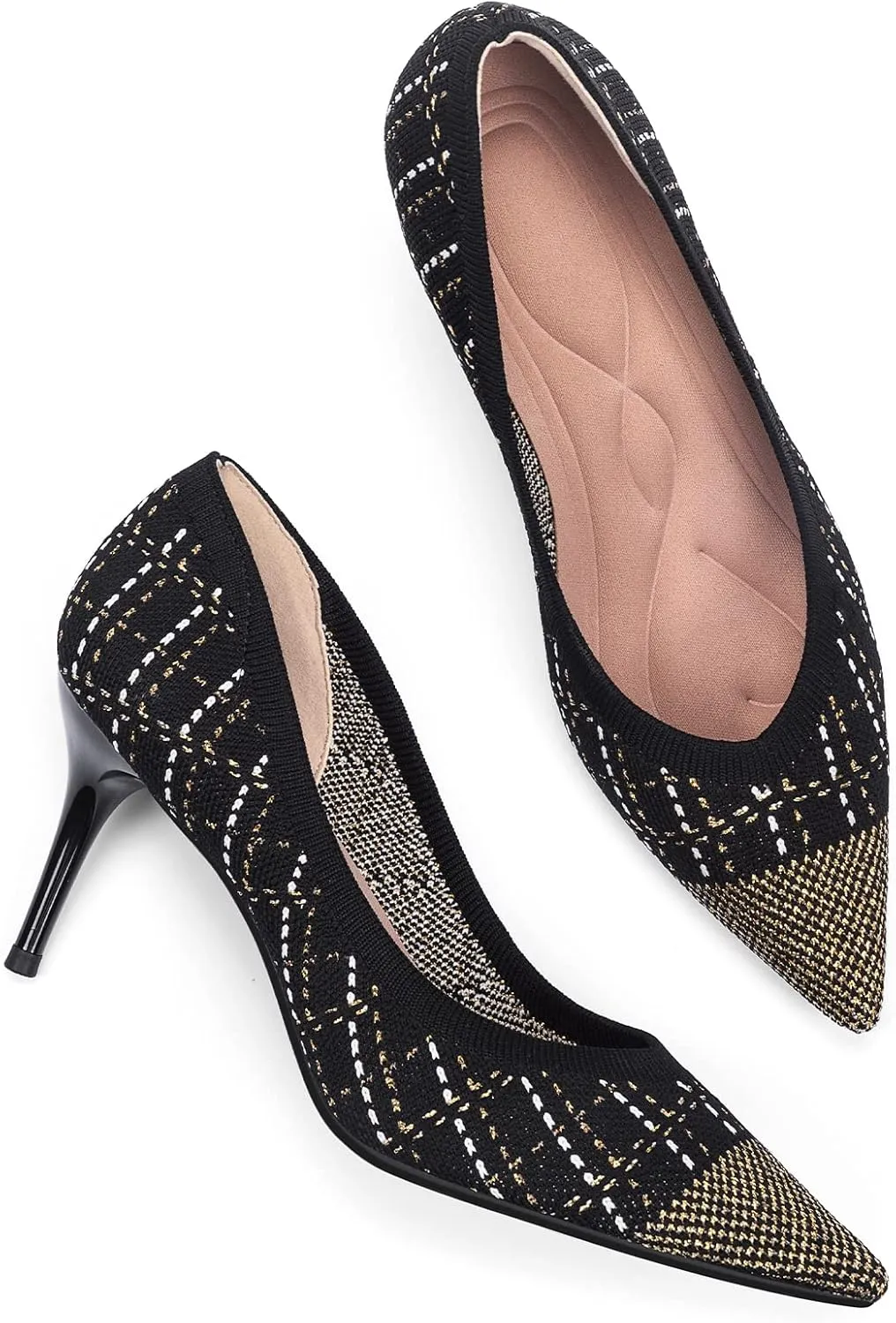 Womens Low Heel Pointed Toe Pump Shoes